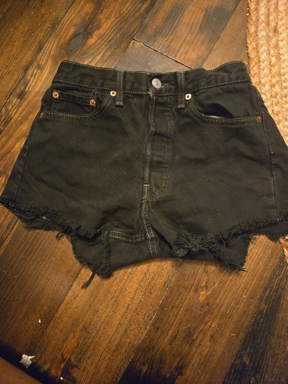 Vintage August 1994 Levi's 501 high-waisted cut-off denim shorts. Auth Made USA